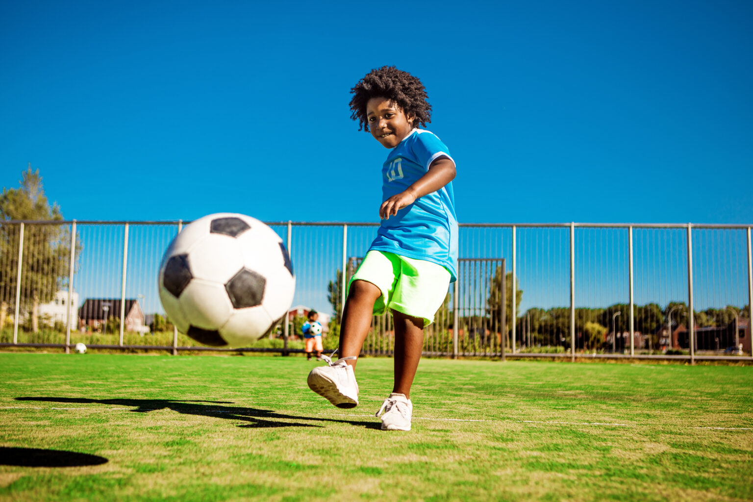 Soccer playing Bird view